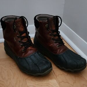 Sperry Brown Leather & Black Rubber Duck Boots